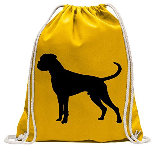 Kiwistar - Turnbeutel - gelb - Deutscher Boxer German Hund - Fun Rucksack Sport Beutel Gymsack Baumwolle mit Ziehgurt