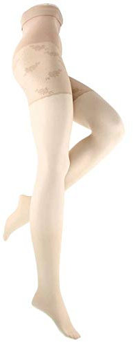 WILOX Damen Stützstrumpfhose mit leichter Kompression und figurformendem, extra hohem Höschenteil zart schimmernd PUSH UP 20 den