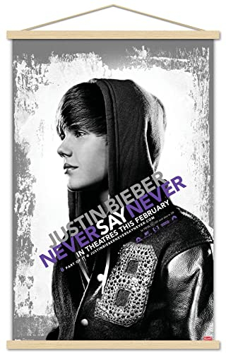 Trends International Justin Bieber – Never Say Never Wall Poster, 56,8 x 86,4 cm, Premium-Druck und Buchenholz-Aufhänger Bundle