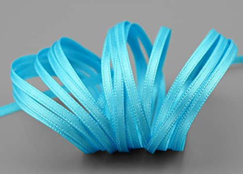 finemark 50 m x 3 mm Satinband HIMMELBLAU Türkis (612) doppelseitiges Schleifenband aus Satin ohne Draht weich und glänzend Geschenkband Deko Band Double face Dekoband Dekorieren Kordel Basteln