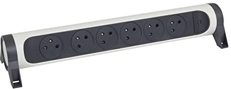 LEGRAND - Multiprise Rotative Avec Interrupteur à Voyant LED - 6 Prises Surface avec Terre - Livrée Sans Cordon/Sans Fiche - Blanc et Gris Foncé