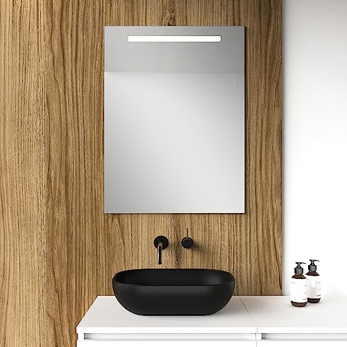 Baikal Espejo de Baño Rectangular | 60 x 80 cm | LED Frontal | Espejo con luz | Espejo con LED.