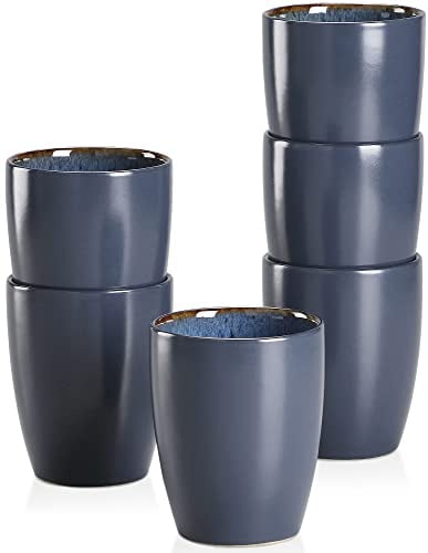vancasso Bubble Blue Coffee Cup Mug Set, 380ml/13oz Coffee Tea Cup Water Cup Hot Cocoa Mugs, Set of 6(No Handle)