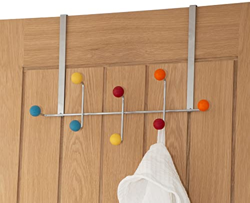 simplywire - Perchero para puerta - 8 ganchos de cerámica multicolor - Cromo