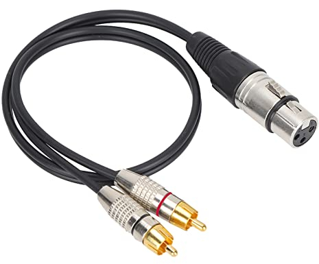 Câble Audio 1 XLR Femelle vers 2 RCA Mâle, Adaptateur de Fil de Raccordement de Câble D'interconnexion, Câble de Raccordement Répartiteur en Y pour équipement Audio de Cinéma Maison,(0,5 m)