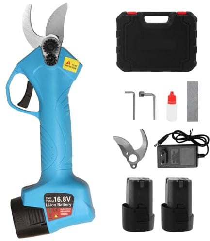Tijeras de Podar Eléctricas 25MM, Tijeras Podadora Inalámbricas Profesional 16.8V Fuerte Hoja de Acero Dentro para árboles Jardín Olivo