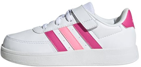 adidas Breaknet Lifestyle Court Elastic Lace And Top Strap Shoes, Scarpe da Tennis, Cloud White/Lucid Fuchsia/Beam Pink, 33 EU