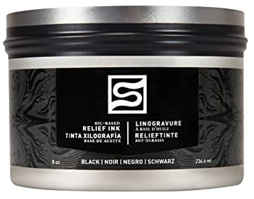 Speedball 8oz Oil Relief Block Printing Ink Black, Paint Tools Accessories for Printing Kit, Relief Printing, Block Printing