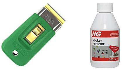 UNGER CDU170-G ErgoTec Window Glass Scraper - Safety Scraping Tool & HG Sticker Remover Cleaning Fluid, Quickly and Effectively Removes Stickers, Adhesives, Sticky Residue