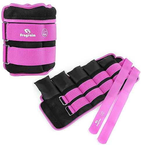 Fragraim Gewichtsmanschetten, Verstellbares Gewichte für Beine und Arme, 0,8 kg-4 kg (pro Knöchel)/1,6 kg-8 kg (pro Paar), (2er Packungen), Handgelenk Gewichte, Knöchelgewicht - Violett