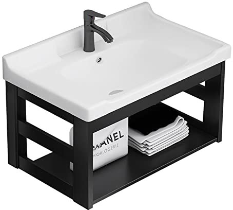 Spüle keramikspüle befestigungsklammern spüle ausgussbecken mit armatur spülbecken weiss Freistehende Spülen Geeignet für das Badezimmer im Innenbereich, einfach und bequem, nimmt keinen Platz ein ( C