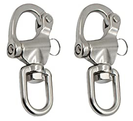 Lot de 2 manilles pivotantes en acier inoxydable à dégagement rapide pour bateau, yacht, voile, 70 mm/87 mm/128 mm