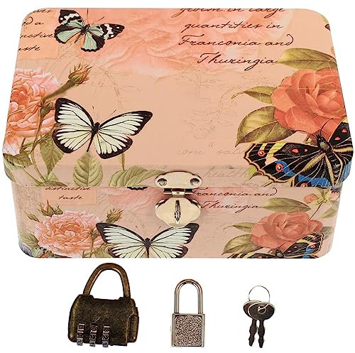 Zerodeko Boîte De Rangement En Fer Blanc Avec Cadenas Étui De Rangement En Fer Boîte À Souvenirs En Métal Boîte À Bijoux Bibelot Support De Rangement Rectangle Petite Boîte De Rangement En