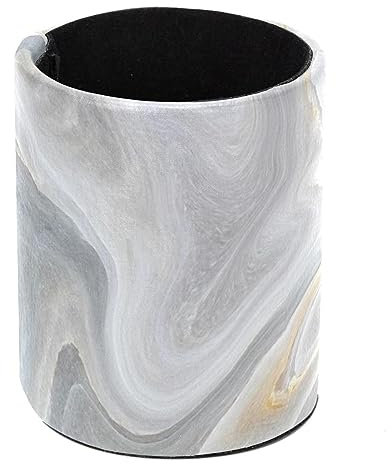 Eslifey Pot à crayons rond pour bureau, motif abstrait marbré naturel, noir, blanc, gris, pot à stylos, gobelet, pinceaux de maquillage, support d'affichage de bureau, organisateur de papeterie pour