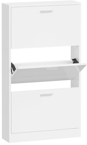 vidaXL Schuhschrank, Schuhregal, Aufbewahrungsschrank, Schuhschrank, Eingang, Flur, Wohnzimmer, Weiß, glänzend, 59 x 17 x 108 cm, Holz