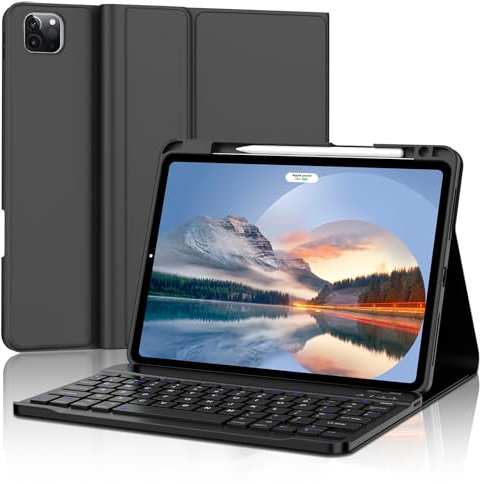 JADEMALL Keyboard Case for iPad Air 5/4 & iPad Pro 11, Wireless Detachable Bluetooth Keyboard with Protective Cover and Pencil Holder for iPad Air 5th/4th Gen 10.9 inch and iPad Pro 11 inch, Black
