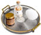 Golden Handles Luxury Display Tray - Round Acrylic Serving Platter for Home, Coffee Table Tray - Gray