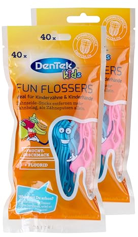 2x DenTek Fun Flosser Kids für Kinder mit Wildfruchtgeschmack 80 Stück doppelpack