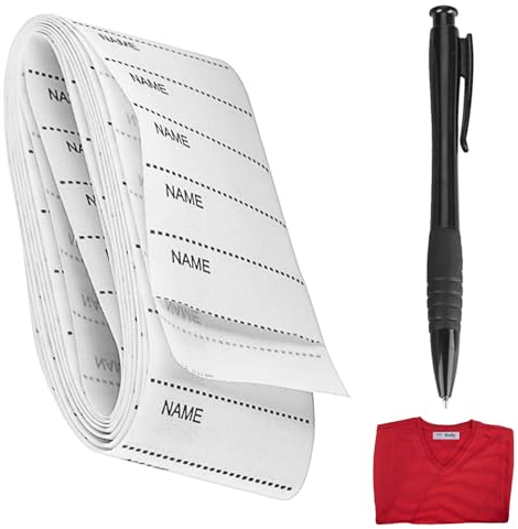 200 Pcs Name Labels for Clothes with Pen, Iron on Tags, Washable Label Stickers, Personalized Sew in Stickers, Name Tapes for Children School Uniform