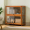 KUYATE Glasvitrine, antiker Schrank mit Glastür, antiker Schrank mit natürlichem Bambusrahmen, eintüriges Design, versiegelt und staubdicht 70x32x73cm/L27.5xW12.6xH28.7in Brown