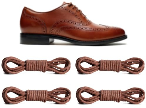 NDTEZUGT 2 Pares Cordones Oxford Encerados Finos para Hombre, ø3mm Zapatos de Cuero, Zapatos de Traje, Botas Chukka Negocios, Botas Redondas
