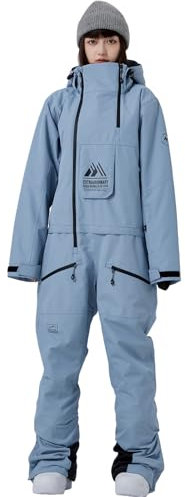 HOUZONIY Einteiler Skioverall Damen Schneeanzug Skioverall Skifahren Skianzüge Overall Jumpsuit Frauen Snowboard Skisuit Outdoor Sport(Blau XL)