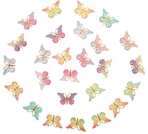 Operitacx 50 Stück Farbverlauf Schmetterling Harz flach Handyhülle mit Charme Reize Handy-Zubehör Ornament Harz-Charme DIY Handwerk Charme Mädchen Herz schmücken Material Dekorationen