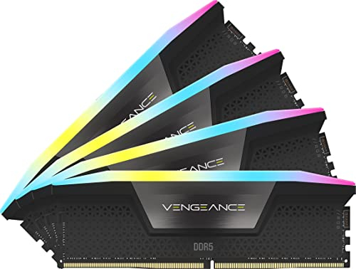 CORSAIR Vengeance RGB DDR5 RAM 96GB (4x24GB) 6400MHz CL32 Intel XMP iCUE-Kompatibler Computerspeicher - Schwarz (CMH96GX5M4B6400C32)