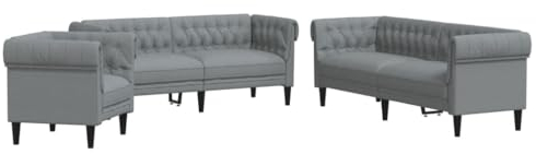 vidaXL Sofagarnitur 3-TLG., Sessel Couch Sofa für Wohnzimmer, Loungesofa Polstersofa mit Stützbeinen, Couchgarnitur Sitzmöbel, Modern, Hellgrau Stoff