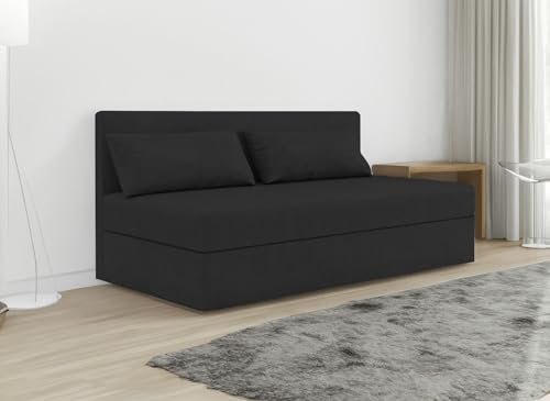 Generisch Boxspringbett CYLION Bett mit Stauraum Kinderbett Bonell H3 Schlafzimmer Bett mit Matratze Boxspringbett mit Bettkasten Sofa Schlafsofa (Schwarz - Fresh 17, 100x200)
