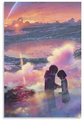 TINCHEW Póster de Kimi No Na Wa, póster de anime de Kimi No Na Wa, impresión artística para regalo, pintura de regalo, tapices de arte para dormitorio, decoración del hogar, 50 x 75 cm