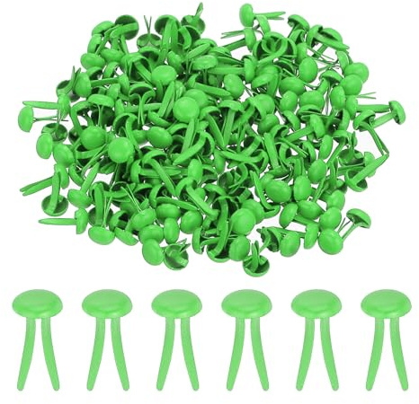 PATIKIL 500 PCS Paper Brass Fasteners Split Pins Pastel Mini Metal Brads Round Head Plated Fastener for Craft Art Scrapbooking DIY Supplies, Light Green, 4.5 x 8 mm
