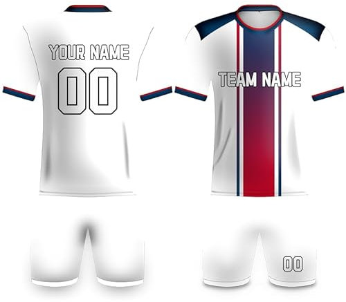 Davcielaora Fußballtrikot für Herren 2024 Europameisterschaft, Trainingsanzug, Fußball-Trainings-Shirts und Shorts, personalisierbar, Teamname, Logo, Trikot-Set, weiß, XL