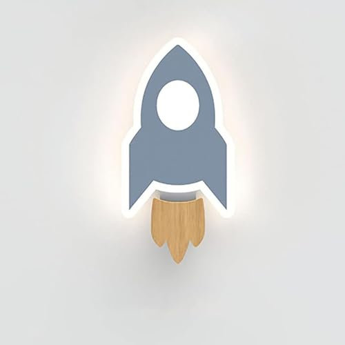 AoLa LED Kinderzimmer Wandlampe Kinder Rocket Deckenlampe Junge Mädchen Wandbeleuchtung Acryl Dimmbar Wandleuchte Moderne Innen Wandlicht Für Schlafzimmer Nachttischlampe,Blau﻿