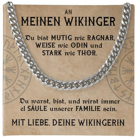 SOFIA FERRER Jahrestag Geschenk für Ihn, Halskette Herren, Ich Liebe Dich Geschenke für Männer, Ehemann, Hochzeitstag Geschenke für Männer, Edelstahl Kette, Valentinstag für Ihn (Wikinger)