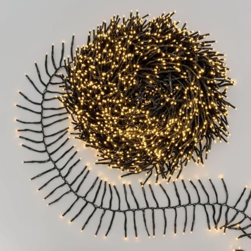 damastoreitalia Catena Luminosa Natalizia Millepiedi, Luci di Natale, 1000 LED, Luce Calda, 20 metri, uso Interno ed Esterno, Timer, 8 Giochi di Luce, Cavo Verde (Luce Calda, 20 metri - 1000 Led)