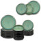 ARCA, Set 18 Piatti Coordinati Reactive Verde in Ceramica Decorata, Servizio per 6 Persone, con Piatti Moderni Fondi, Piani e da Dessert