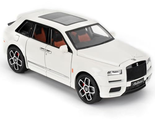 imtfzct 1/24 Rolls Royce Cullinan Alloy Modellauto, Spielzeugmodellauto zum Sammeln, Geschenk für Kinder, Spielzeugauto mit Sound und Lichtfunktion und Pullback Funktion（weiß）