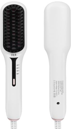 Alaoo Brosse Lissante pour Cheveux,Lisseur de Cheveux à Ions Négatifs,4 Températures Réglables,Portable Lisseur Cheveux Céramique pour la Barbe et la Coiffure,Chauffage Rapide,Anti-brûlure