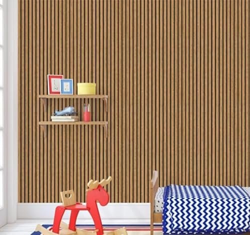 Acoustic Wall Panelling 2400mm x 600mm Decorative 3D Slatted Wood Effect (English Oak)