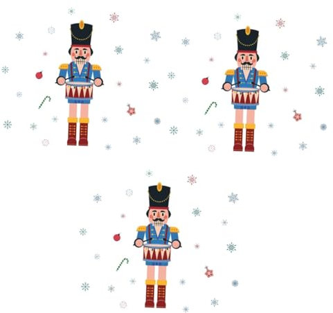 jojofuny 3pcs Christmas Nutcracker Window Cling Snowflakes Party Sticker Indoor Outdoor Decor