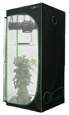 SunStream Growzelt Hydroponischer Growschrank 600D Hochreflektierendes Mylar - Beobachtungsfenster & Bodenwanne - Grow Tent für Indoor Pflanzenwachstum (Grün, 120x120x200cm