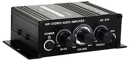 Homoyoyo 12v Amplificatore Audio Digitale Dual Channel Con Controllo Treble e Bass Per Casse Passive Tv e Computer Design Compatto Con Illuminazione Led