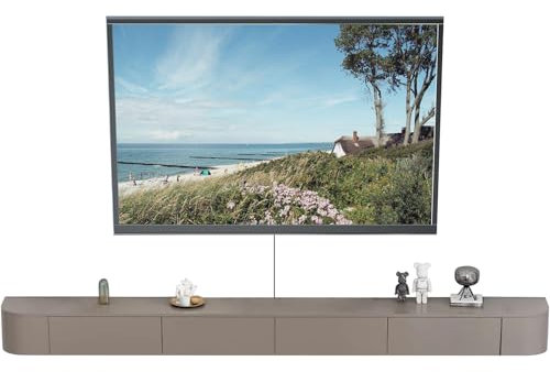 YINXSLO Schwimmender TV-Schrank 120–300 cm Wandmontage TV-Einheit für Wohnzimmer mit Stauraum geeignet für Tv Lowboard Hängend für Wohnzimmer oder Schlafzimmer(Khaki, 240 cm)