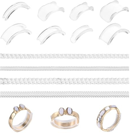 Ringverkleinerer Unsichtbar Ring Verstellbar Gummiringe, Silikon-Material Buchringe Ring Verkleinern für Ringe Selber Machen, Ringgröße Ermitteln für Alle Lose Ringe Männer und Frauen