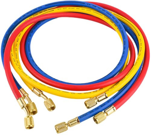 Tubo di ricarica del refrigerante 3 pcs R410A 35 pollici 800-4000psi tubi di refrigerante 1/4 o 5/16 tubo vuoto HVAC in gomma con sostituzione della valvola in rame AC per ricarica