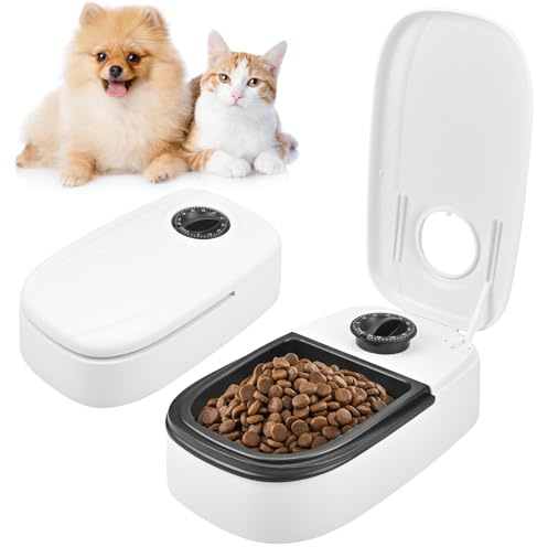 Automatic Cat Feeder,Cat Feeder Automatic With 48H Timer,350ML CaT Food Dispenser for Wet or Dry Food,AutoMatic Pet Feeders for Cats Small Dogs,CAt Timer Feeding Bowl Timed Feeding Station (SMALL C)