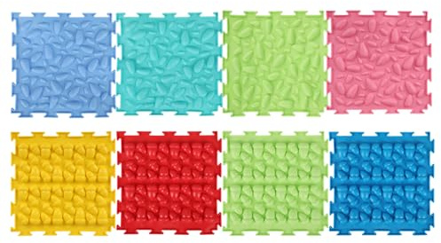 8 Stück Sensorikmatten Puzzlematte, Strukturmatten zur Taktilen Wahrnehmung | Massage Bodenmatten für Barfußpfad, Gleichgewichts- und Fußtraining zu Hause