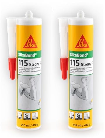 Sika- SikaBond-115 Strong Fix, Bianco - Adesivo a presa rapida con elevata resistenza finale - Applicazioni edili, per interni ed esterni - 290ml (Confezione da 2)