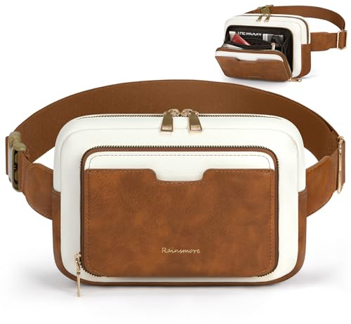 RAINSMORE Umhängetasche Damen Elegant Bauchtasche Gürteltasche für Damen Verstellbare aus Leder Hüfttasche PU Wasserdicht Crossbody Bag für Arbeit Geschenke